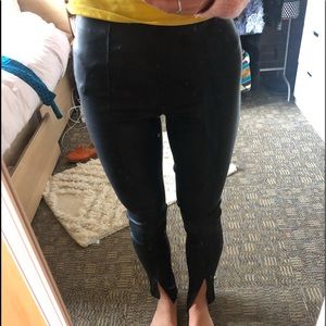 Blank NYC vegan leather slit hem pants